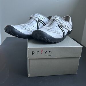 Clarks White Sneakers with Velcro Strap and Perforated Design